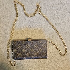 Luxury Designer Brown and Gold Chain Wallet